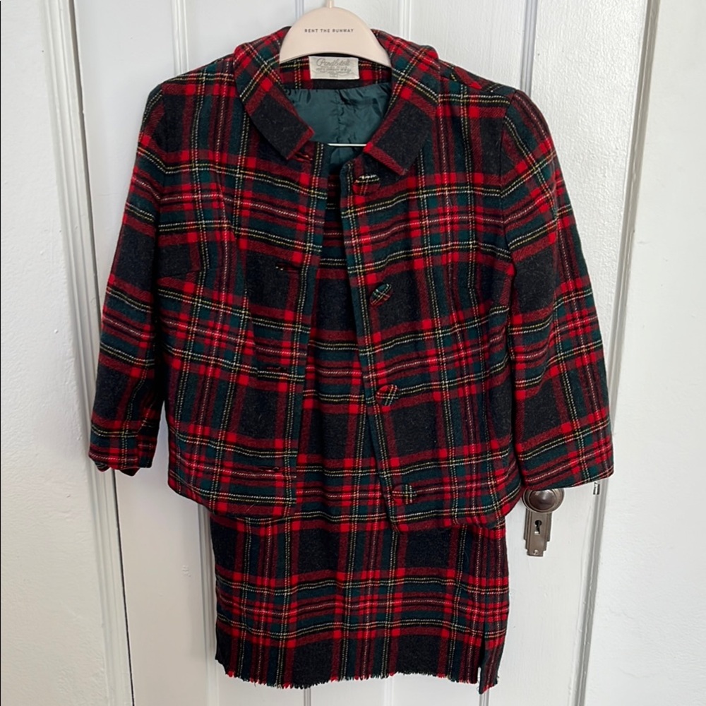 Vintage Pendleton Tartan Plaid Jacket and Skirt Set